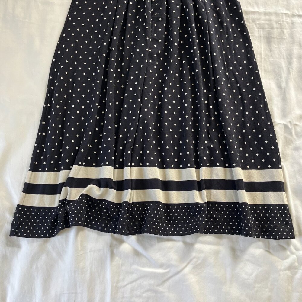Lands' End Navy Blue White Polka Dot Sleeveless Summer Dress | Size S (6-8) - Picture 2 of 6